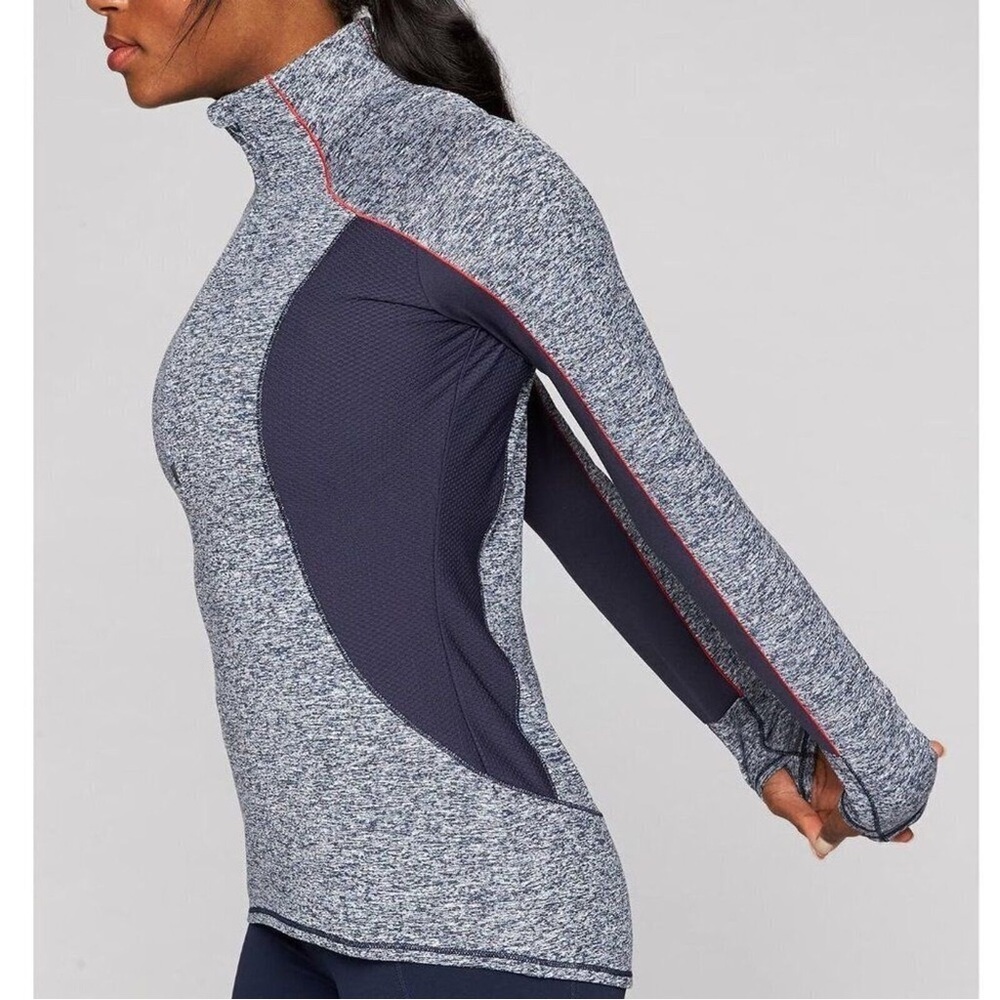 Athleta Running Wild Half Zip Grey/Black Sweatshirt